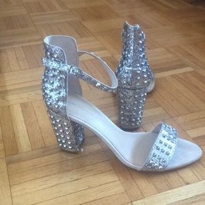 Glitter High Heel Sandal with Silver Studs